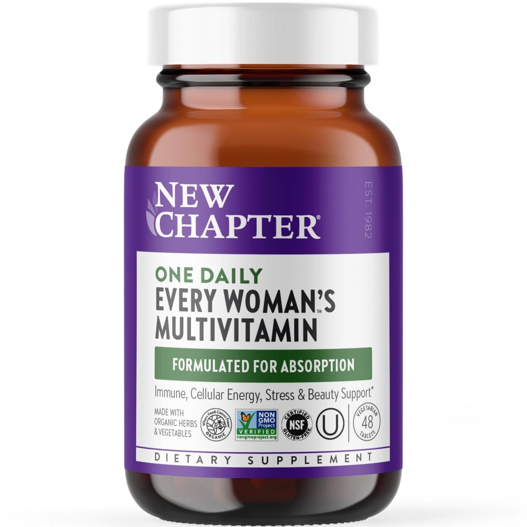 Nová kapitola Dámské Multivitamin pro imunitní, Beauty + Energy Support with Fermented Nutrients - Každá žena je jeden den, Made with Organic Zelenina & Byliny, Non- GMO, Lepek zdarma, 48 Počet