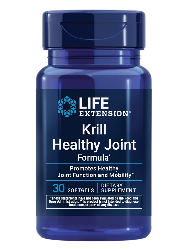 Life Extension Krill Zdravý kloubní vzorec, Krill Oil, hyaluronická kyselina, karotenoid astaxanthin pro zdravé klouby, zdravé tělo, gluten- free, Non- GMO, 30 softgels