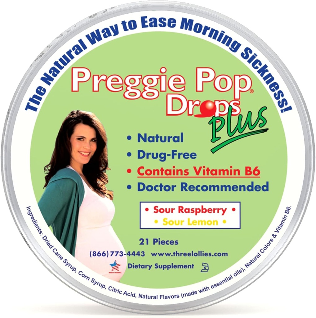 Preggie Pop Kapky Plus 124; 21 Kapky 124; Vitamin B6 pro ranní nevolnost & nausea Relief během těhotenství 124; Bezpečné pro těhotné maminka & dítě 124; Gluten zdarma 124; Dva příchutě: Lemon & Raspberry