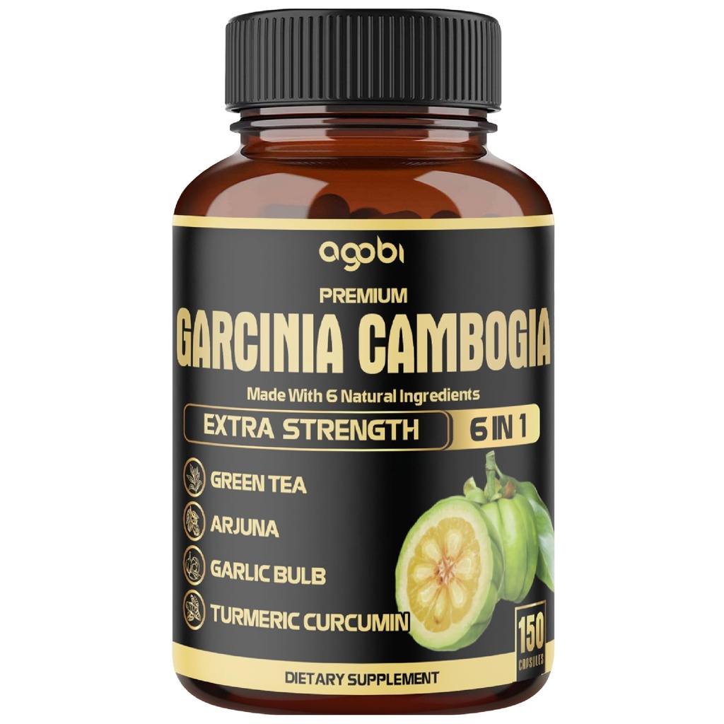 Premium Garcinia Cambogia Kapsle se Zeleným čajem, Arjuna, Česnek, Kurkuma, Black Pepper - Body Health & Imunitní Supplement - 1 balení 150 Caps pro 5 měsíců