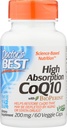 Lékařská nejlepší vysoká absorpce CoQ10 Zeleninové kapsle, 200 mg, 60 Počet