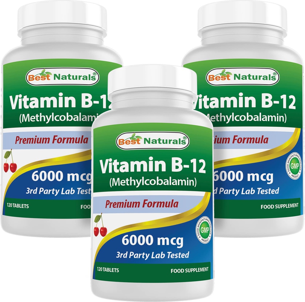 Nejlepší Naturals Vitamin B-12 jako methylkobalamin (methyl B12), 6000 mcg 120 Sublingvální tablety (120 Počet (balení po 3))