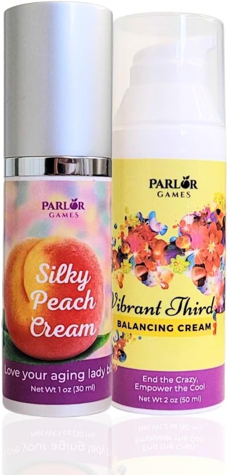 Menopauza Vyvažování Bundle: Silky Peach Estriol Cream & Vibrant Třetí Progesteron Cream pro ženy. Bioidentický estrogen & Progesteron pro návaly horka, vaginální suchost, problémy se spánkem a mozeček