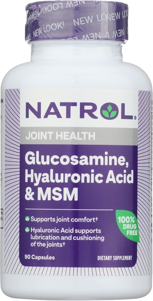 Natrol Glucosamine, kyselina hyaluronová a MSM, 90 Kapsle