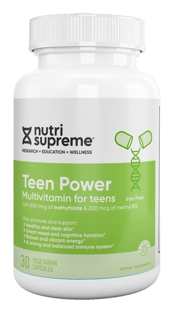 Nutri Supreme Teen Multivitamin pro chlapce a dívky 12-17, Nejlepší košer jeden den dospívající vitaminy, Vyhovuje pro dospívající vývoj a imunitní zdraví, 30 Kapsle