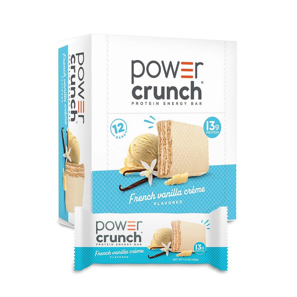 Power Crunch Protein Wafer Bary, High Protein Snacks s lahodnou chutí, French Vanilla Creme, 1.4 Ounce (12 Počet)