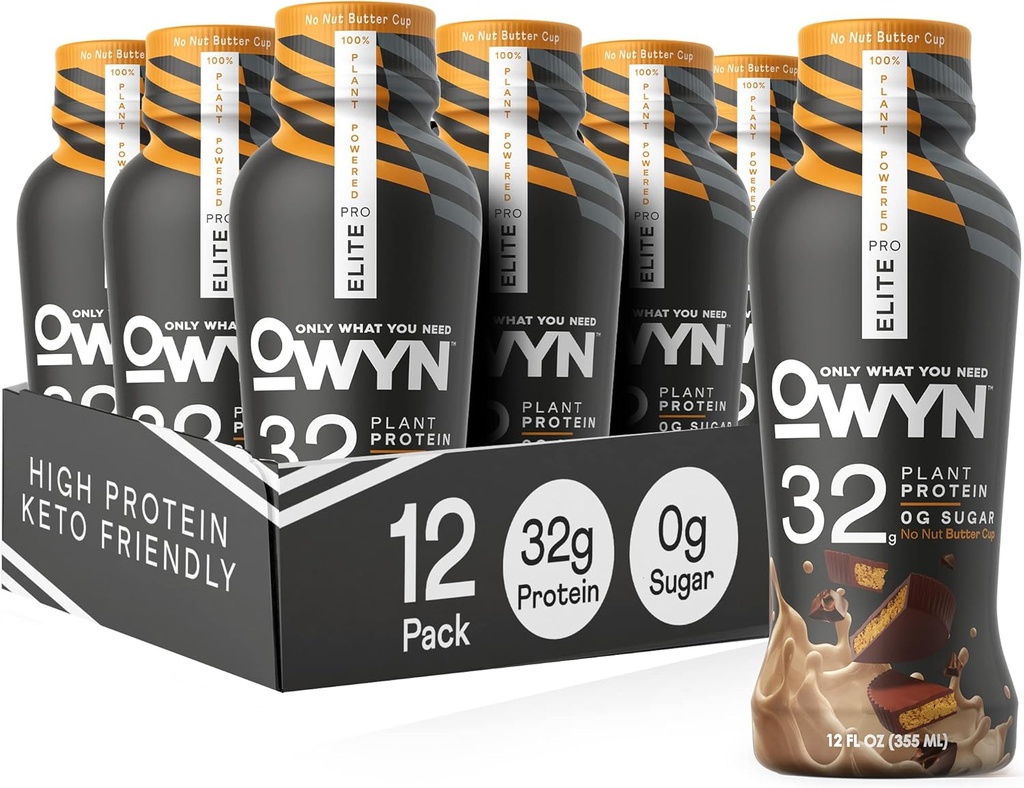 OWYN pouze to, co potřebujete pro Elite Vegan High Protein Keto Shake, 32g Protein, 12 Fl Oz (balení po 12) a pro Elite Vegan Plant- based High Protein Keto Shake, No Nut Butter Cup, 32g Protein (Balení května Vary)