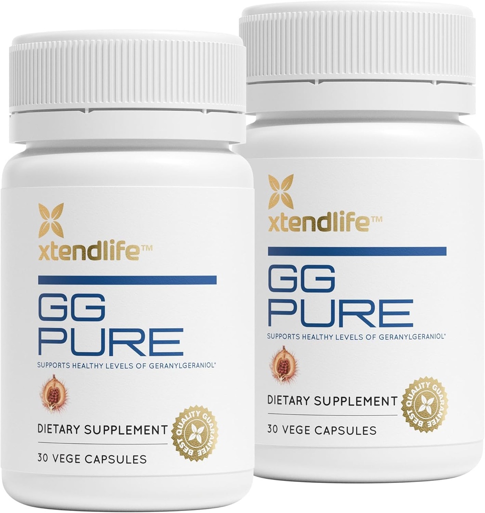 Xtendlife GG Pure Geranylgeraniol for CoQ10, Bone, Muscle & Heart Support - 150mg GG Gold from Annatto Seeds - Ideální pro uživatele Statin - 2 měsíční zásoba (balení po 2)