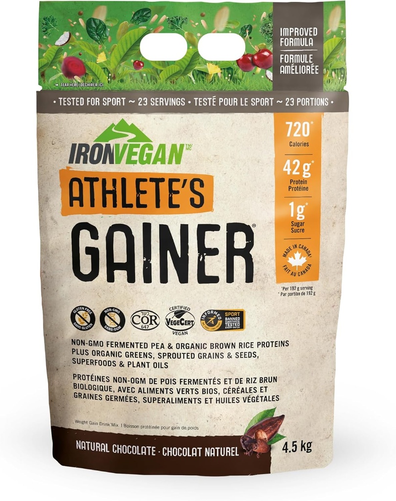 Železný Vegan Athlet 's Gainer - přírodní čokoláda 4.5 kg
