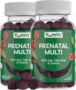 YUM-V 's YumVs Prenatal Gummies for Women - Prenatal Vitamins for Women with Folic Acid, Iron & Choline - Vegetarian & Kosher Těhotenství Vitamins - Womens Prenatal Multivitamin - 60 Počet 2pk