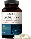 Probiotická 200 miliard CFU - 40 Strains Per Serving CF124; 240 Veggie Kapsle s Prebiotika a Probiotika pro stravitelné zdraví - Gut Health & Bloating Support CF124; Denní Probiotika pro ženy a muže