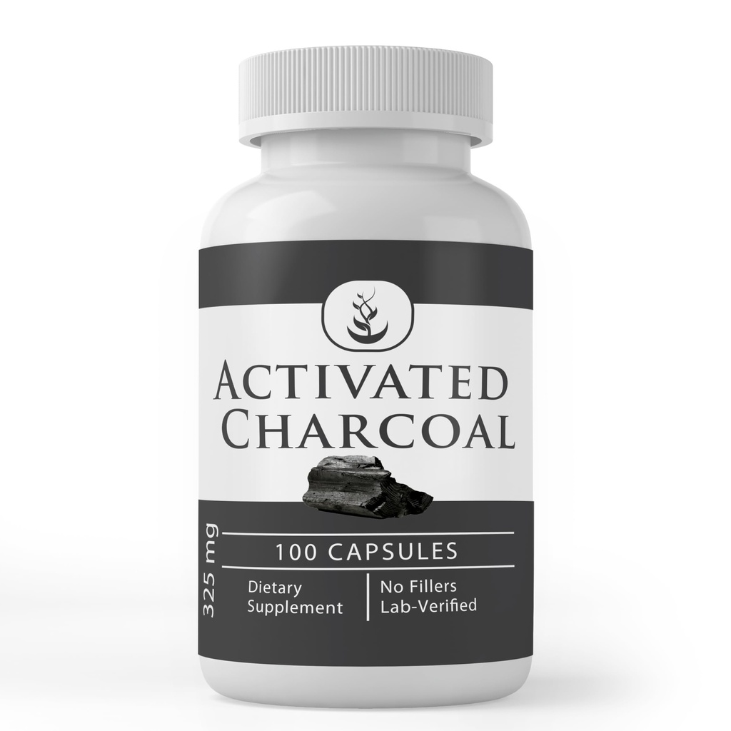 Čisté původní ingredience Aktivované Charcoal, (100 Kapsle) Vždy čisté, Žádné přísady nebo Fillers, Laboratorní ověřené