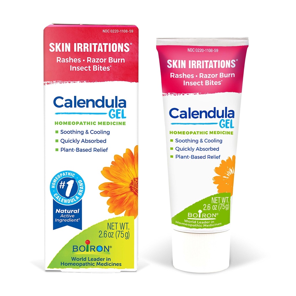 Boiron Calendula Gel Relief from Rashes, Skin Irritations, Razor Burn, or Insect Bites - Non- Greasy and Fragrance- Free - 2.6oz