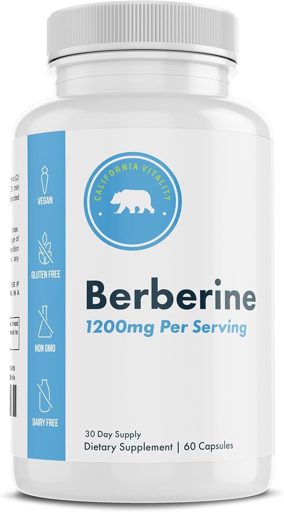 Berberine dodatek 1200mg - 60 Vegan Kapsle - Gluten Free, Non- GMO, mléčné výrobky zdarma - 30 denní dodávky