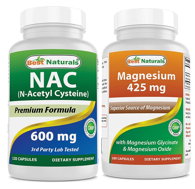 Nejlepší Naturals NAC 600 mg & Magnesium Glycinate 425 mg