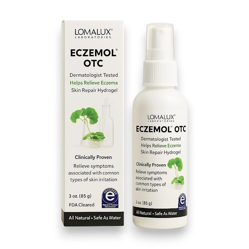 Loma Lux Nový Eczemol OTC Spray Natural & No Sting Hypochlorous for Eczema, Wounds, Burns, Cuts, Radiation Dermatitis, Skin Irritation, Sunburn, Itchy Skin, for Kids & Dospělí (8 Fl Oz.)