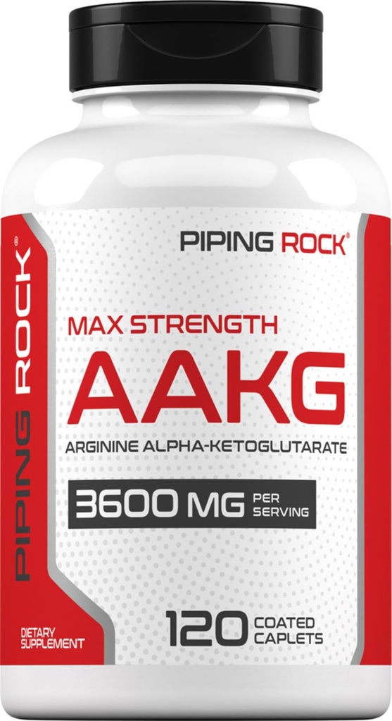 Piping Rock AAKG Dodatek 124; 120 Kaplety 124; 3600 mg IR 124; Arginin Alpha- Ketoglutarát Dodatek IR 124; Oxid dusnatý Enhancer 124; Max Strength 124; Vegetarian, Non- GMO, gluten zdarma