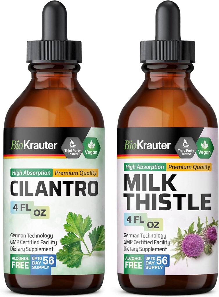 BIO KRAUTER Cilantro tinktura 4 Fl. Oz. & Mléko tenké tinktura 4 Fl. Oz.