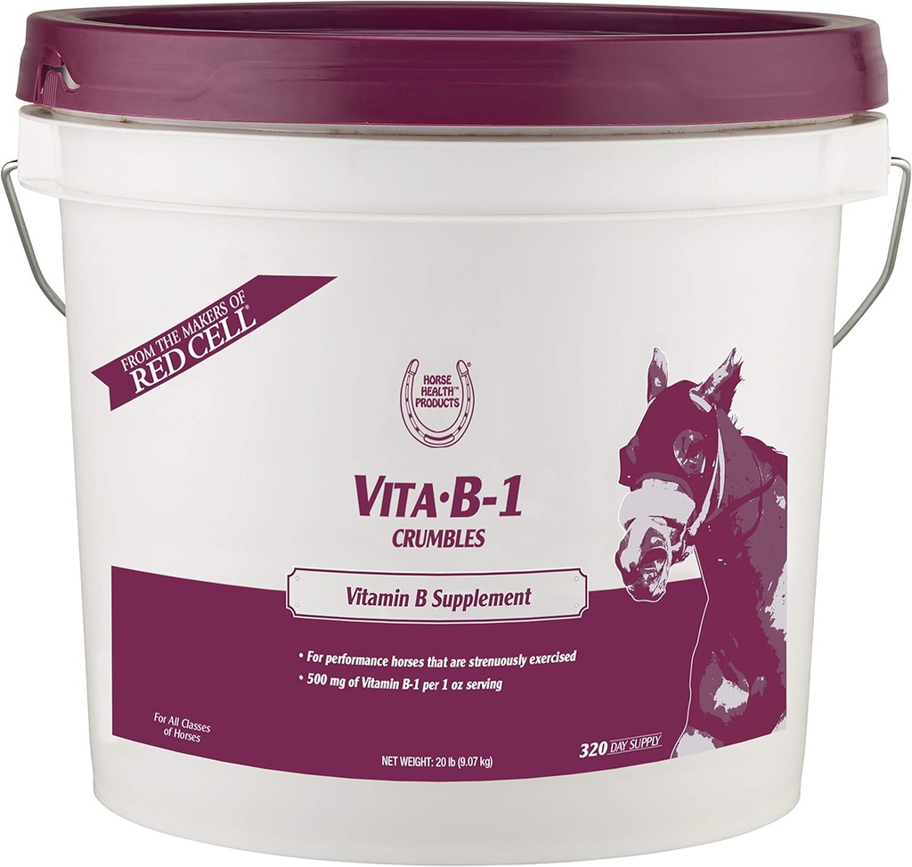 Farnam Horse Health Vita B-1 Crumbles dodatek pro koně, podporuje optimální svalovou aktivitu a metabolismus pro výkon, 20 liber, 320 denní dodávka