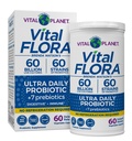 Vital Planet - Vital Flora Ultra Daily Probiotic 60 Bilion CFU, 60 Diverse Strains, 7 Organic Prebiotics, Imunitní podpora, Digestive Health Seclable Probiotics pro ženy a muže 60 Kapsle