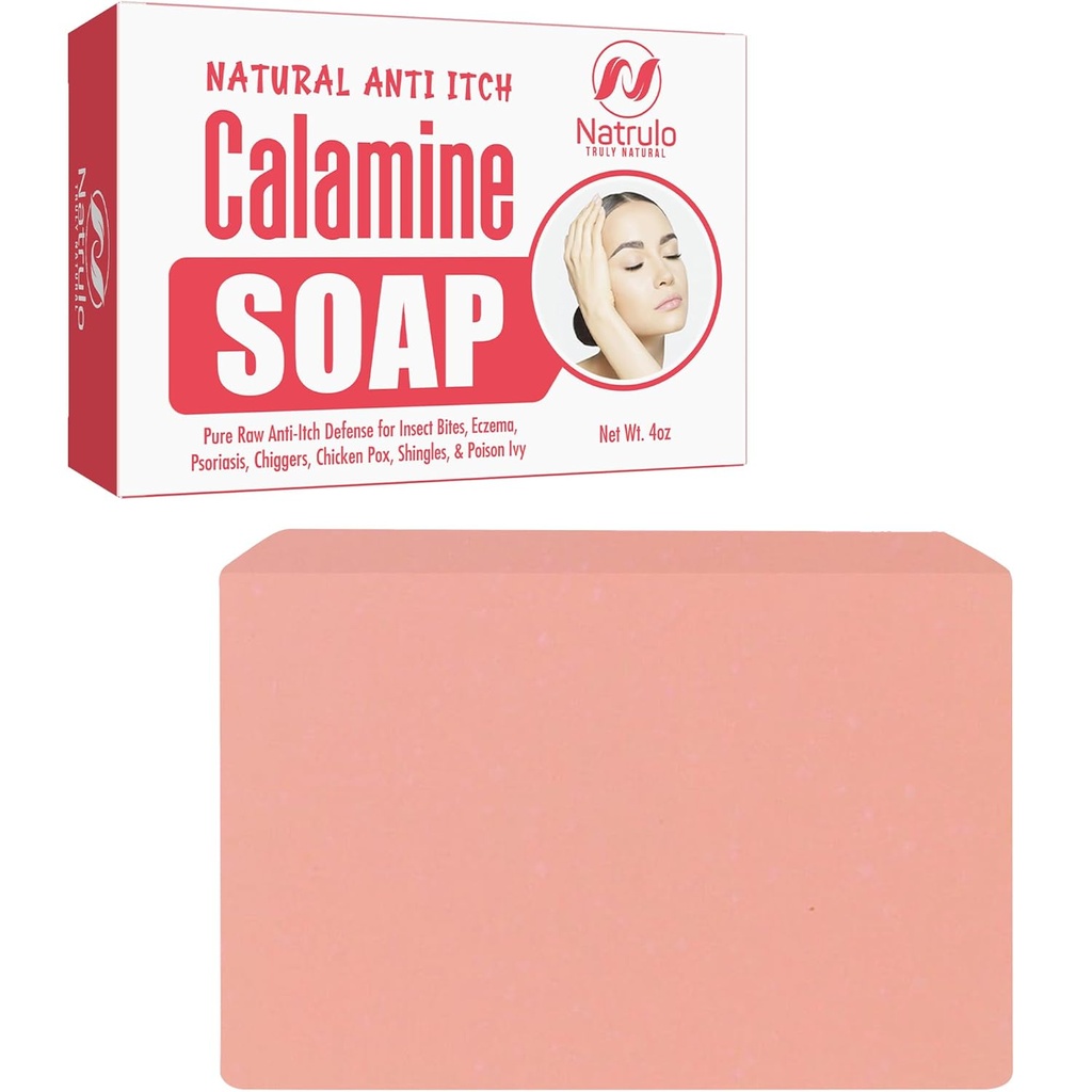 Natural Fast Hering Itch Relief Mýdlo Bar - Zklidnění Calamine mýdlo pro Itchy Skin, hmyz Kousnutí, Eczema, Ivy Rash, Kuřecí Pox - Čistící pleťová péče - Vyrobeno v USA