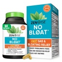 Zenwise Health No Bloat Digestive Enzymes for Gut Health, Gas & Bloating Relief - Multi Enzymes Digestion Dodatek s probiotika, Zázvor, Turmeric Dandelion & Lactase - Muži & Ženy - 60 Počet