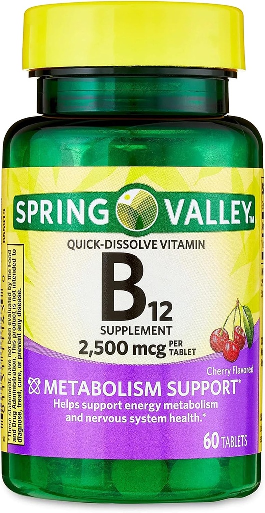 jogi vitamín B12 Quick- Rozpusťte tablety Dietní dodatek, 2,500 Mcg, třešňový flavor, 1 tableta za den 60 Počet