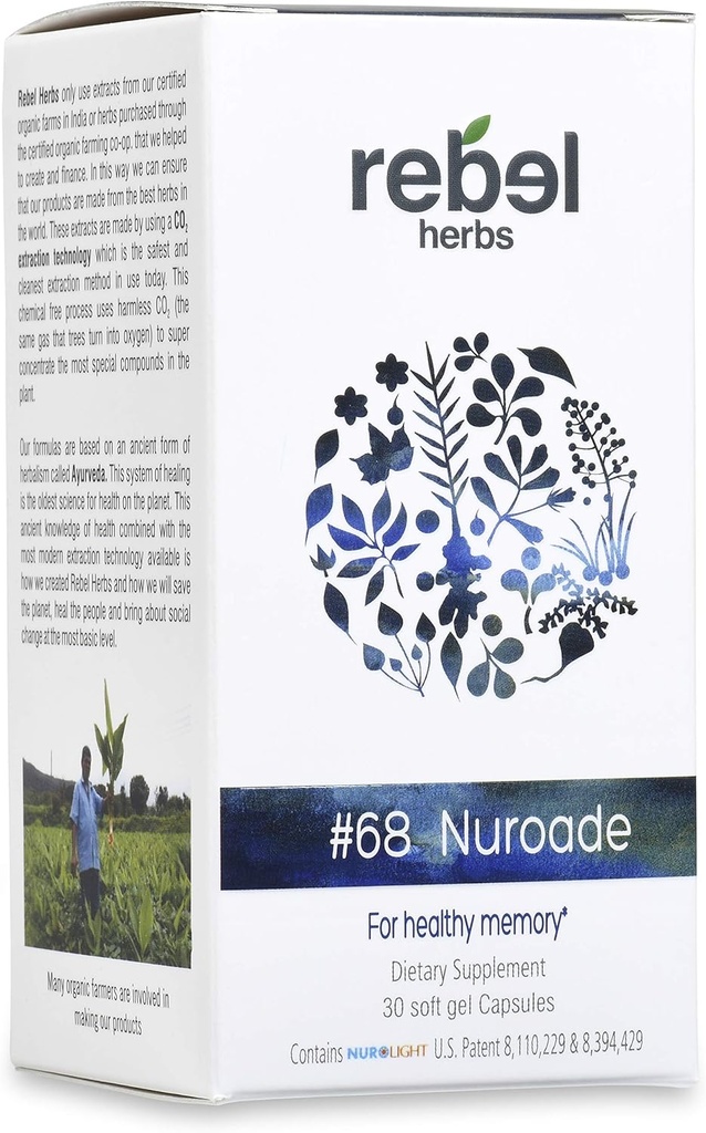 # 68 Nuroade Kapsle Mozkový dodatek Nootropics Booster - Vylepšení zaměření, zvýšení koncentrace, zlepšení paměti a jasnosti, Vylepšení mysli, IQ Zlepšení s Bacopa a Celestra
