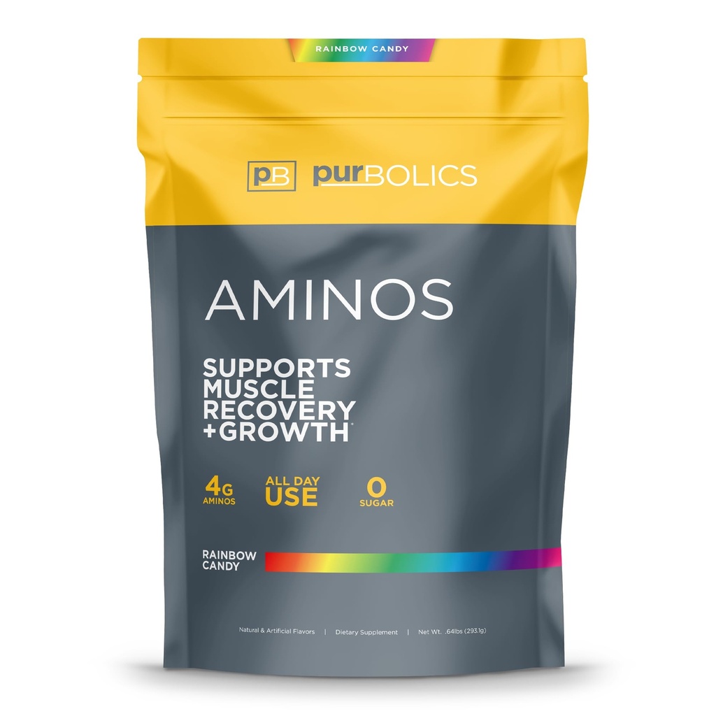 Purbolics Aminos Aminos PHARMA124; 4g kyseliny aminové, beta- Alanin, 0 Calories & 60 Servings (Rainbow Candy)