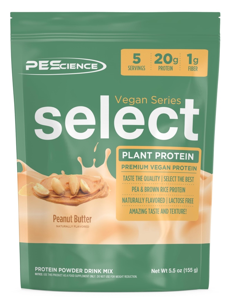 Pescience Vyberte Vegan Protein Powder, Plant Based Protein Powder, Amazing Taste, hladká textura, Pea a hnědá rýžová směs, mléčné výrobky zdarma, laktóza zdarma, gluten zdarma - arašídové máslo Delight, 5 Služeb