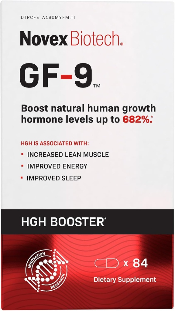 Novex Biotech GF-9 - HGH zvýšení doplněk pro muže - Workout Complex pro muže - Podpora energie, Vytrvalost, Spánek, 84 Ct (21- Day Supply)