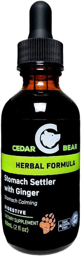 Cedar Bear Žaludek Settler s Ginger tekutý bylinný dodatek, který pomáhá uklidnit mírný upset Žaludek 2 Fl Oz