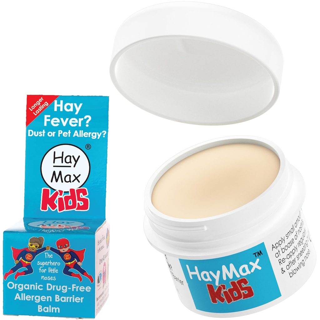 HayMax Allergen Barier Balm pro děti, 0.17 fl oz (5ml), Organic, Natural & Non- Drowsy, Děti Hay Fever Alergy Relief - Past Pollen, Prach & Pet Allergen - Ragweed & Cedar