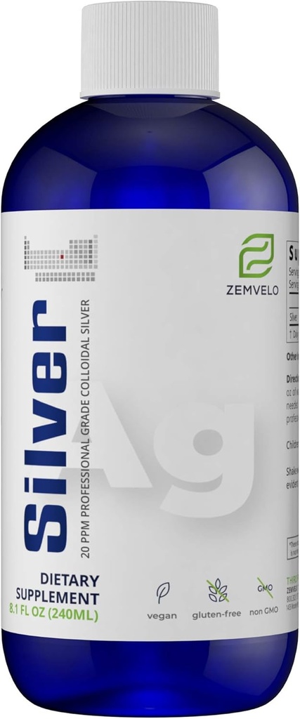 Liquid Ionic Silver Supplement CLAS124; Natural Inflamating Response Support CLAS124; Zdravá kůže, vlasy a nehty CLAS124; Imunitary Support CLAS124; Natural Silver