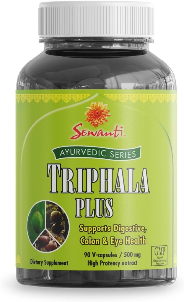 Sewanti Ayurvedic Triphala Kapsle - Bylinný vzorec pro stravitelné zdraví - Amla, Bibhitaki, Haritaki - 90 V- Kapsle / 500mg
