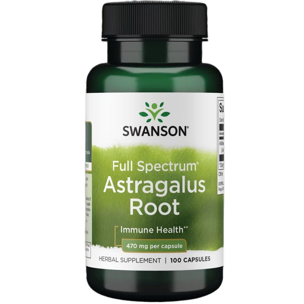 Swanson Astragalus Root - Herbal Supplement Podpora imunitního systému - Přírodní Formule Podpora srdce & jater zdraví - (100 Kapsle, 470mg každý)