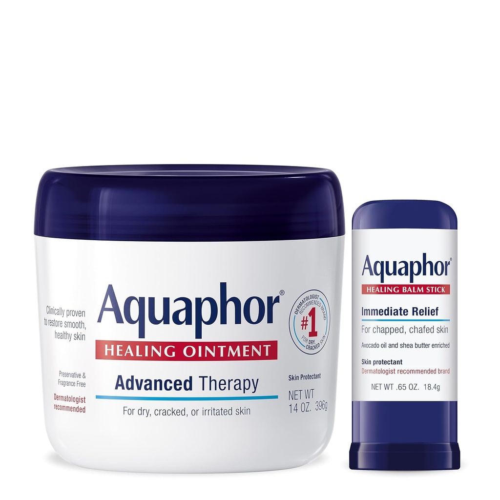 Aquafor Advanced Therapy Healing Ointment Skin Protectant (14 Oz) + Hojení balzámu Stick s Avocado Oil a Shea Butter (0, 65 Oz)