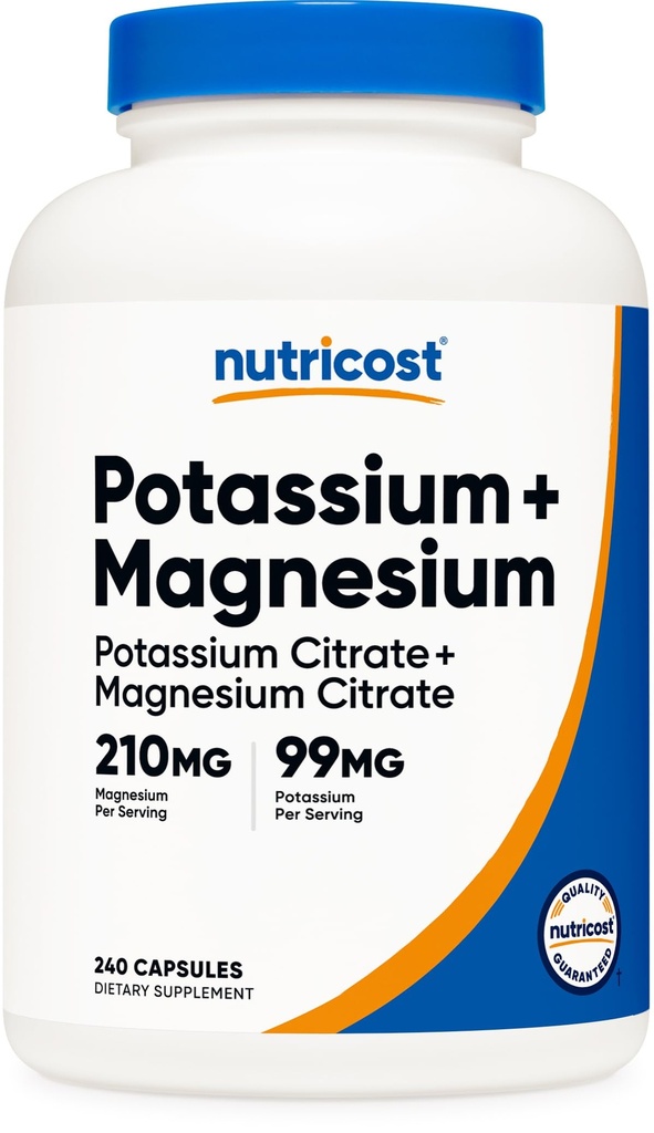 Nutricost Draslík (99 mg) Magnesium (210 mg) Citráty, 240 tobolek - Non- GMO, bez glutenu