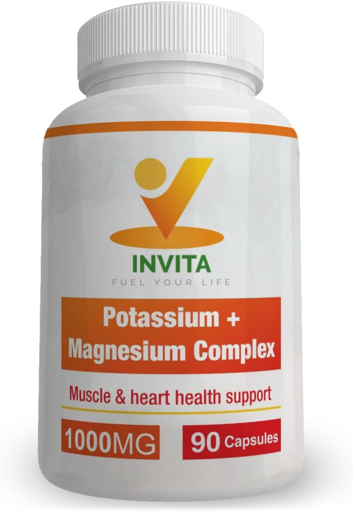 Invita Draslík Magnesium Complex 1000 MG pro Leg & Muscle Support I (90 Kapsle) - Vysoký absorpční kalium Aspartát s hořčíkem Aspartát Oxid křemičitý Glycinát Gluconate & Citate
