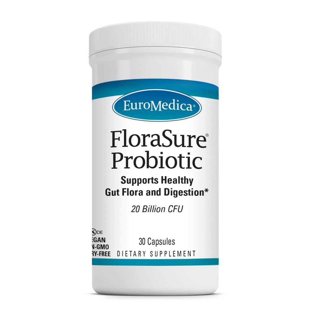 EuroMedica Florasure Probiotic - Příplatek k trávení proti příležitostnému plynnému a podpůrnému plynnému reliéfu - Příplatek na podporu zdraví Gut Bifidobacterium Bifidum - 30 Kapsle