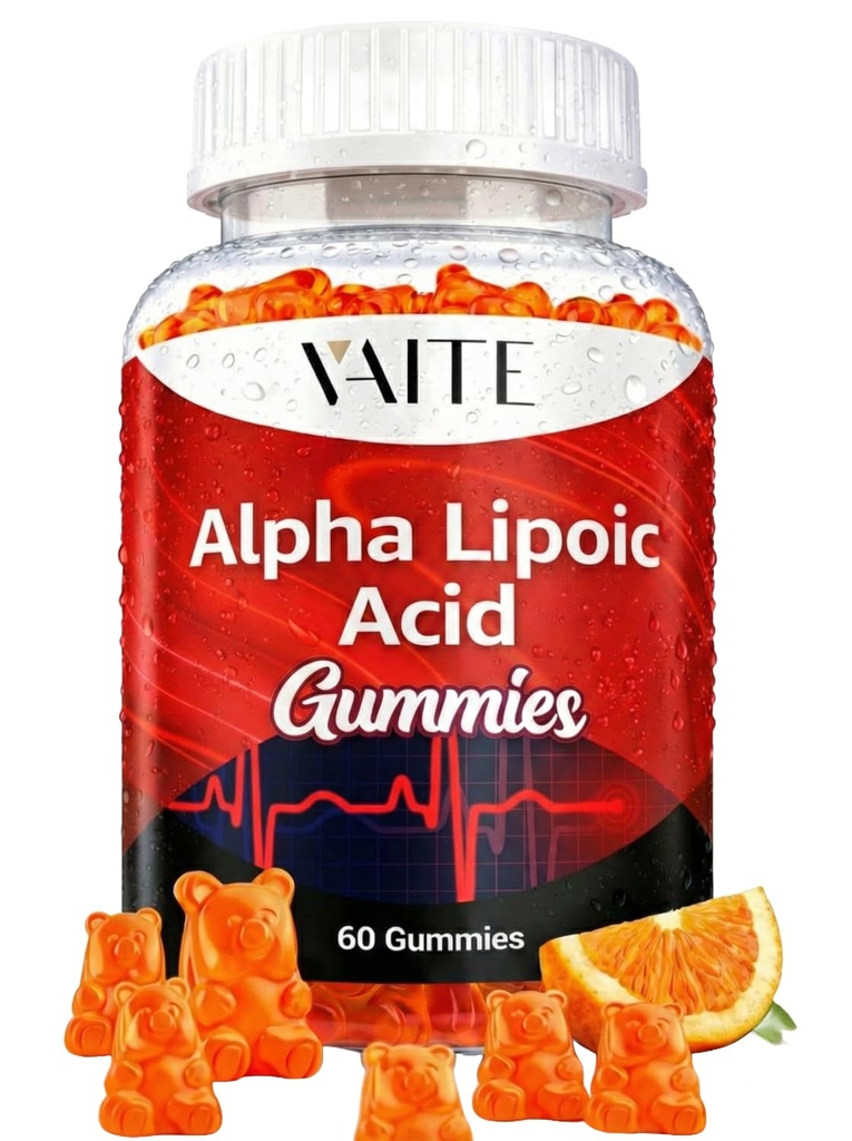 Alpha Lipoic Acid Gummies 1000mg, ALA dodatek pro podporu mozku & Nerve, Antioxidant, Energie - Non- GMO, Vegan, gluten- Free - 60 Žvýkačky pro vitalitu a pohodlí pro muže a ženy