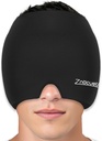 ZNÖCUETÖD Migréna Bolest hlavy Relief Cap Cap Full Head Pack Wrap Cooling Gel Ice Beanie Hot / Cold Kompression Cap for Sinus, Stres, Kocovina Bolest hlavy Relief - opakovaně použitelné ženy, černá, velikost M