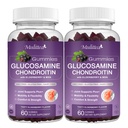 Mulittea Glucosamine Chondroitin Gummies - Extra Strength Joint Support Supplementary with MSM & Elderberry for Natural Joint, Antioxidační imunitní podpora pro dospělé, Muži & Ženy - (2 Pack)