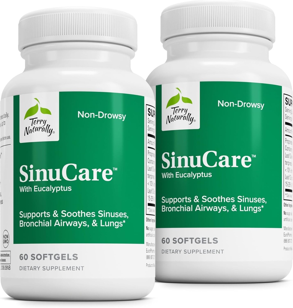 Terry Přirozeně SinuCare - Bronchial Wellness Supplement - Zdravá sinusová pomoc - Dietní dodatek pro podporu zdravé plíce - 60 Softgels (2 Pack)
