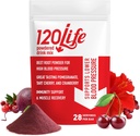 120LIFE krevní tlak podpora, přírodní řepa kořenový prášek Mix s granátovým práškem, Cranberry dodatek, Tart Cherry, Hibiscus, a hořčík (28 Služeb) - gluten- Free, Vegan