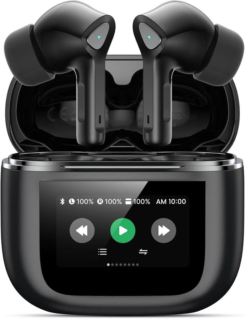 Bezdrátové sluchátka Bluetooth 5.3 Sluchátka 50H Playtime Deep Bass Stereo Ušní Budy s Mic IPX7 Vodotěsné Comfort Lehké v ušní sluchátka pro Pad Android / iOS telefony dárky pro ženy