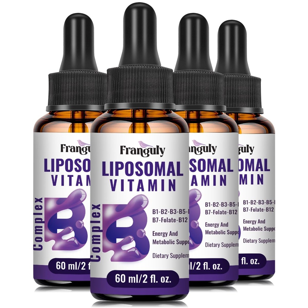 Lipozomální vitamin B komplexní tekuté sublingvální B komplexní vitaminy dodatek pro ženy muži lepší absorpce methylovaný B12, B1, B2, B3, B5, B6, folát, biotin pro energii a imunitní podpůr- 8.0 oz
