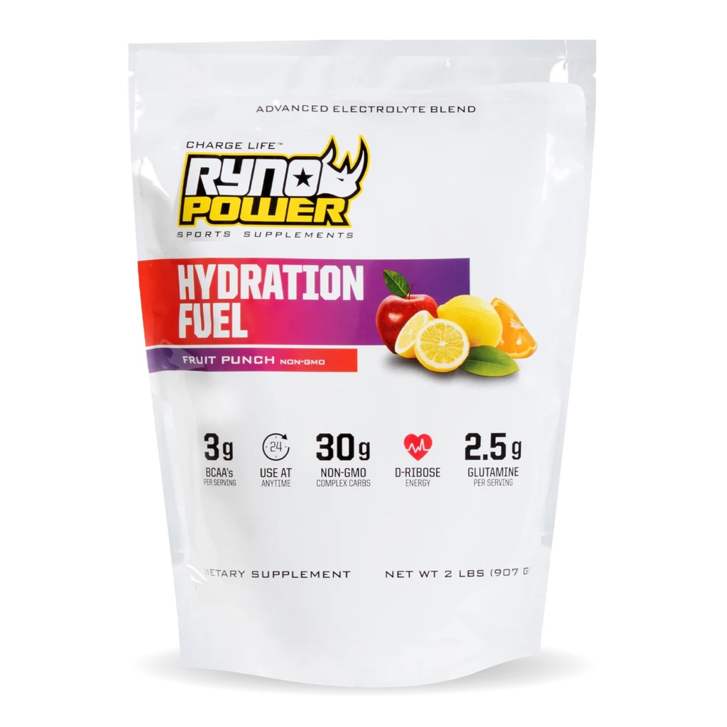 Ryno Power Hydration Fuel Electrolyte Drink Mix 2lb (20 Služeb) 'Ovocný punč' - Advanced Electrolyte Formule + BCAA 's - Gluten Free - Trvalá energie a svalové zotavení