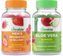 Lifeable Men 's Probiotic 10 Billion + Aloe Vera, Gummies Bundle - Great Ochutnávka, Vitamin dodatek, gluten zdarma, GMO zdarma, Žvýkací žlab