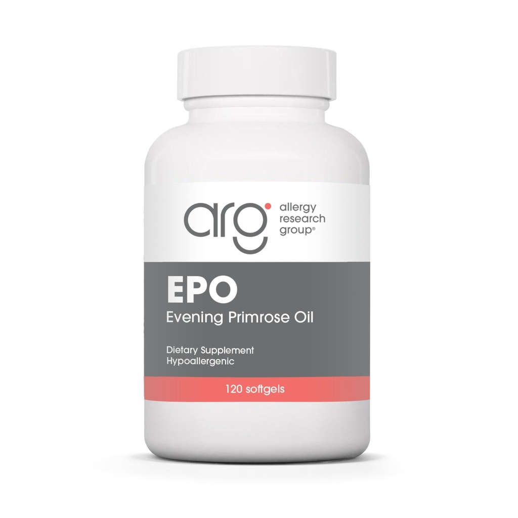 Alergie Research Group EPO - Večerní Primrose Oil pro muže a ženy, pro suché oči, Omega-6, GLA Gamma- Linolenová kyselina, 500mg dodatek - 120 Počet
